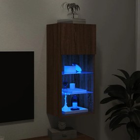 Móvel de TV com luzes LED 40,5x30x90 cm carvalho castanho