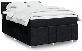 vidaXL Cama com molas/colchão 160x200 cm tecido preto