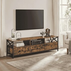 Móvel de TV com gavetas 178 x 40 x 50 cm castanho vintage-preto