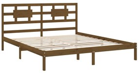 Estrutura de cama 200x200 cm madeira maciça castanho mel