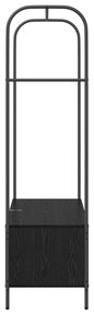 Porte-Roupas com Prateleiras Carvalho Preto 100x44x160 cm