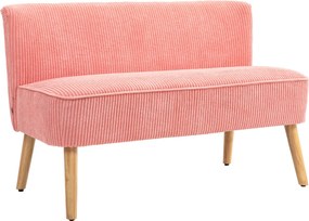 HOMCOM Sofá 2 lugares, design escandinavo elegante, estrutura de madeira maciça, até 150 kg, 117 x 56,5 x 77 cm, Rosa | Aosom Portugal
