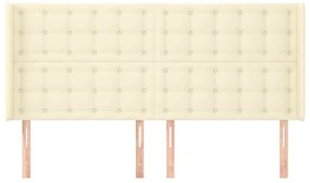 Cabeceira cama c/ abas couro artificial 203x16x118/128 cm creme