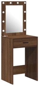 Mesa de Maquiagem vidaXL com Luzes LED Castanho Carvalho 50x41x135 cm