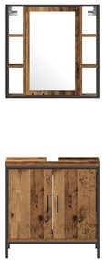 Conjunto de Móveis para Casa de Banho 4 Peças Madeira Envelhecida Made