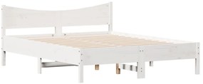 Cama sem colchão 150x200 cm madeira de pinho maciça branco