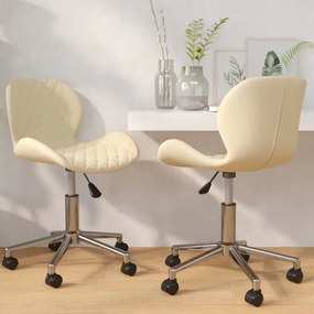 vidaXL Cadeiras de jantar giratórias 2 pcs veludo cor creme
