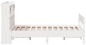 Cama com estante sem colchão 140x190 cm pinho maciço branco