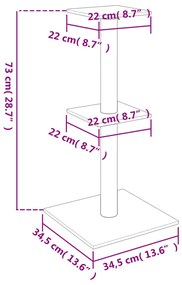 Árvore p/ gatos c/ postes arranhadores sisal 73 cm cinza-escuro