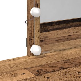 Mesa de Maquiagem com Espelho e Luzes LED Madeira Antiga e Madeira de