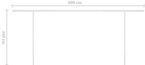 Toldo retrátil manual com postes 6x3 m azul e branco