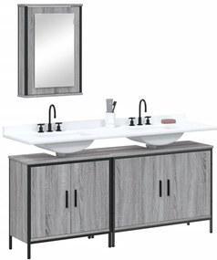 vidaXL 3 pcs Conjunto móveis casa de banho madeira proc. cinza sonoma