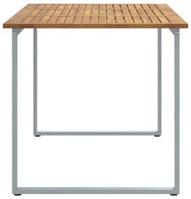 Mesa de Jantar Externa vidaXL Cinza 160x80x75 cm Aço e Madeira Sólida