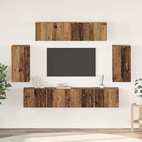 Conjunto de móvel de TV 6 pcs Madeira antiga Médio