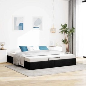 Estrutura de cama otomana sem colchão 200x200 cm tecido preto