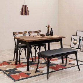 Conjunto de Mesa de Jantar Extensível Oliver – Preto – 120x77x75 cm