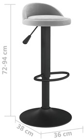 Bancos de bar 2 pcs veludo cinzento-claro