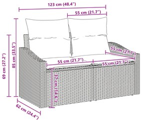Conjunto de Sofá de Jardim de 6 Peças com Almofadas Cinza Rattan Polié