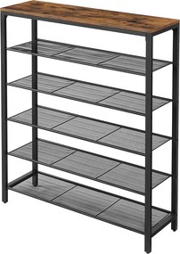 Sapateira com 5 prateleiras de grelha 30 x 100 x 110 cm Castanho-preto