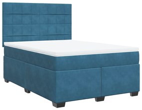 Cama boxspring com colchão 140x190 cm veludo azul