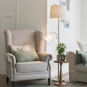 Candeeiro de pé inteligente em aço com abajur branco incl. Wifi A60 e E14 - Retro