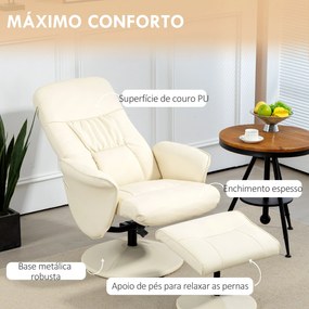 HOMCOM Poltrona Relax com Apoio para os Pés Estofada em PU Poltrona Re