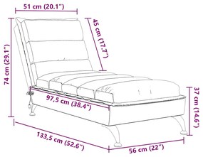 Chaise lounge de massagem com almofadões tecido castanho