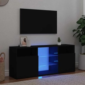 vidaXL Móvel de TV com luzes LED 120x30x50 cm preto brilhante