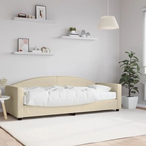 Sofá-cama com colchão 80x200 cm tecido cor creme