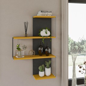 Prateleira de Parede Cambel – Amarelo e Antracite – 64x96x19 cm