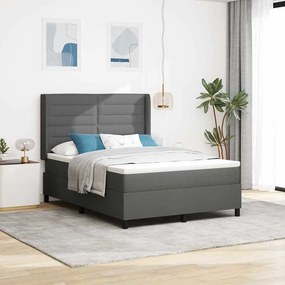 vidaXL Cama Box Spring LED Cinza Escuro 140 x 200 cm tecido