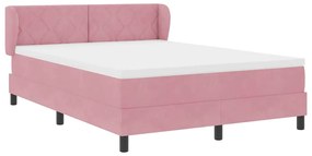 Cama Box Spring vidaXL com Colchão Rosa 160x200 cm Veludo