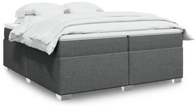 Cama com molas/colchão 200x200 cm tecido cinzento-escuro