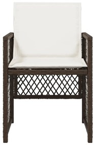 Cadeiras de jardim com almofadões 4 pcs vime PE castanho