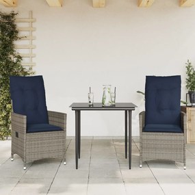 Cadeiras de jardim reclináveis 2 peças com almofadas em vime sintético