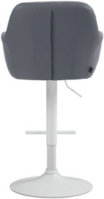 Banco de bar Natoma em couro sintético com estrutura branca 97-118 x 57 x 59 cm Cinzento