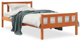 vidaXL Cama sem colchão 75x190 cm madeira de pinho maciça castanho-mel