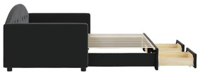 Sofá-cama com gavetão e gavetas 90x200 cm veludo preto