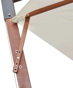 Guarda-sol suspenso com poste de madeira 350 cm branco