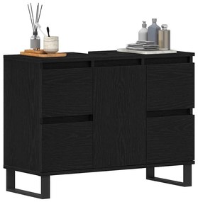 Armário de Pia de Banheiro vidaXL Preto Carvalho 80x33x60 cm Madeira E