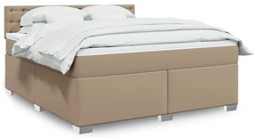 vidaXL Cama com molas/colchão 180x200 cm couro artificial cappuccino