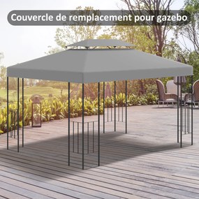 Lona de substituição para toldo de tenda 3 x 4 m (NÃO INCLUÍDA), em poliéster de alta densidade, 180 g/m², cinzento claro