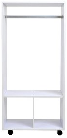 Armario Roupeiro Madeira Móvel com Trilho Estantes Organizador 60x40x128cm Branco