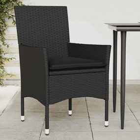 vidaXL Cadeiras de jardim com almofadões 2 pcs vime PE preto