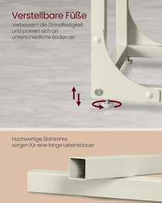 Mesa auxiliar em forma de C com estrutura metálica resistente 30 x 40 x 62 cm Creme