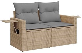 8 pcs conjunto de sofás p/ jardim com almofadões vime PE bege