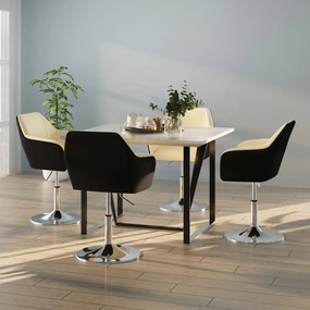vidaXL Cadeiras de jantar 4 pcs couro artificial cor creme e preto