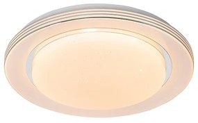 Candeeiro de teto branco 38 cm com LED e comando remoto - Jochem Moderno