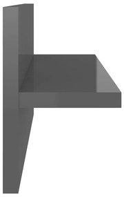 Estantes de parede 4 pcs 40x11,5x18 cm cinzento brilhante