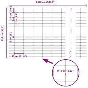 Cerca de Campo 1,6x25 m Aço Galvanizado